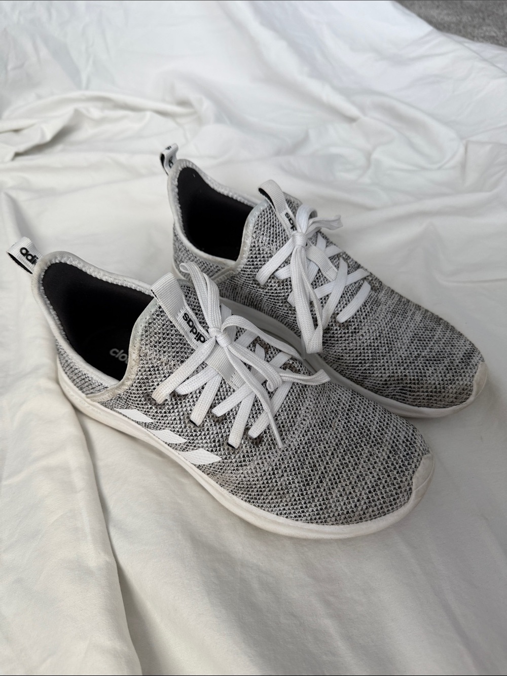 adidas women’s Knit Sneaker in White and Gray - Picture 5 of 9